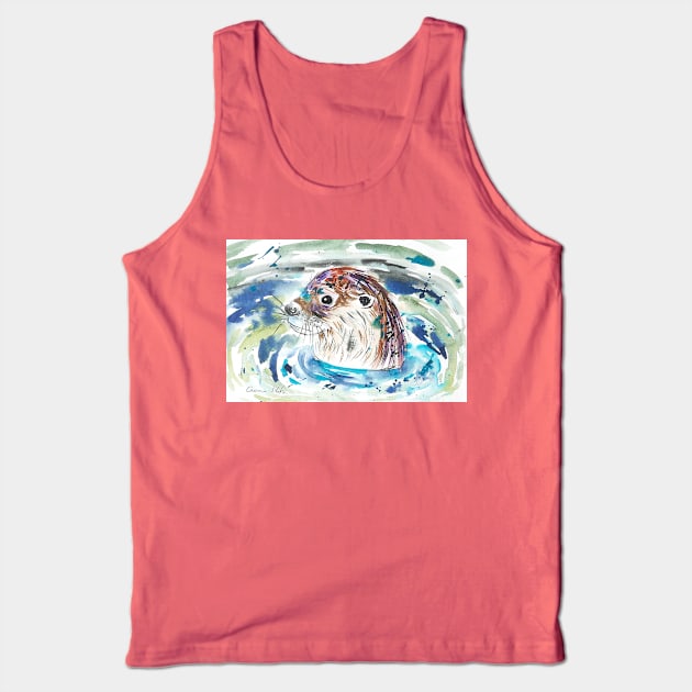 Swimming Otter Tank Top by Casimirasquirkyart